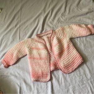 Hand Knitted 0-3M Infant Ombré Pink Cardigan